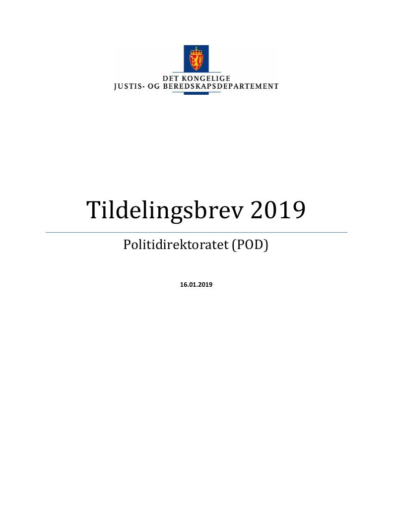 Tildelingsbrev Politidirektoratet Kudos