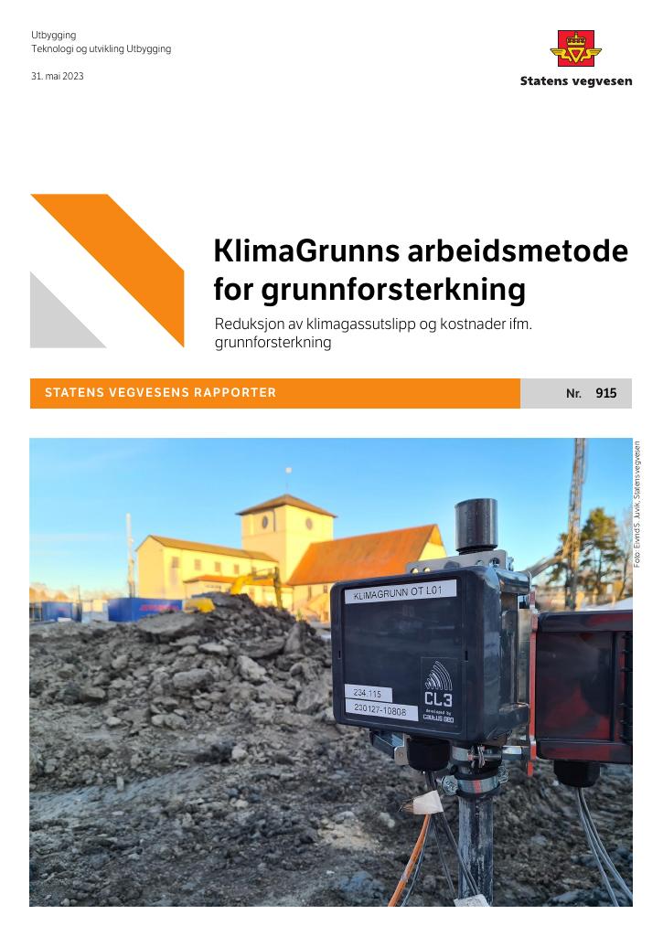 Forsiden av dokumentet KlimaGrunns arbeidsmetode for grunnforsterkning