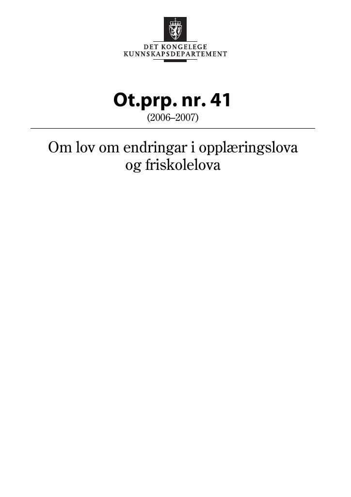 Forsiden av dokumentet Ot.prp. nr. 41 (2006-2007)