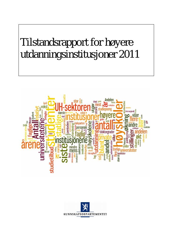 Forsiden av dokumentet Tilstandsrapport for høyere utdanning 2011