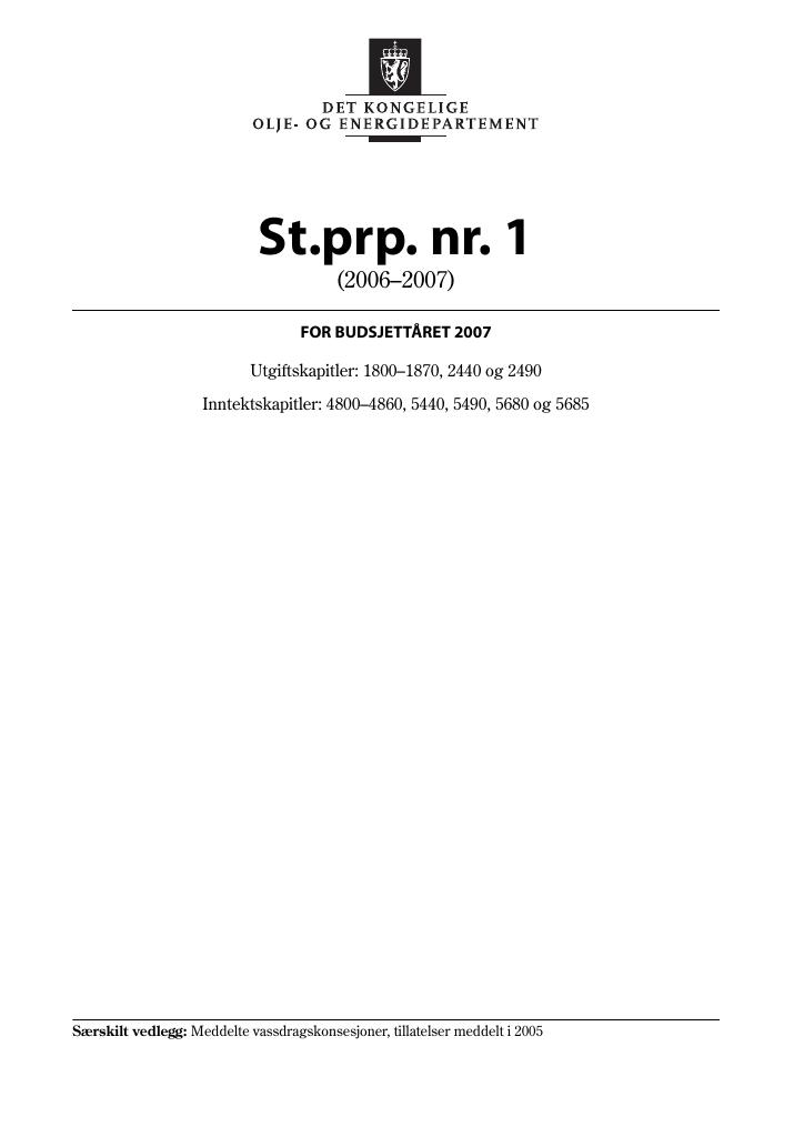 Forsiden av dokumentet St.prp. nr. 1 (2006-2007)
