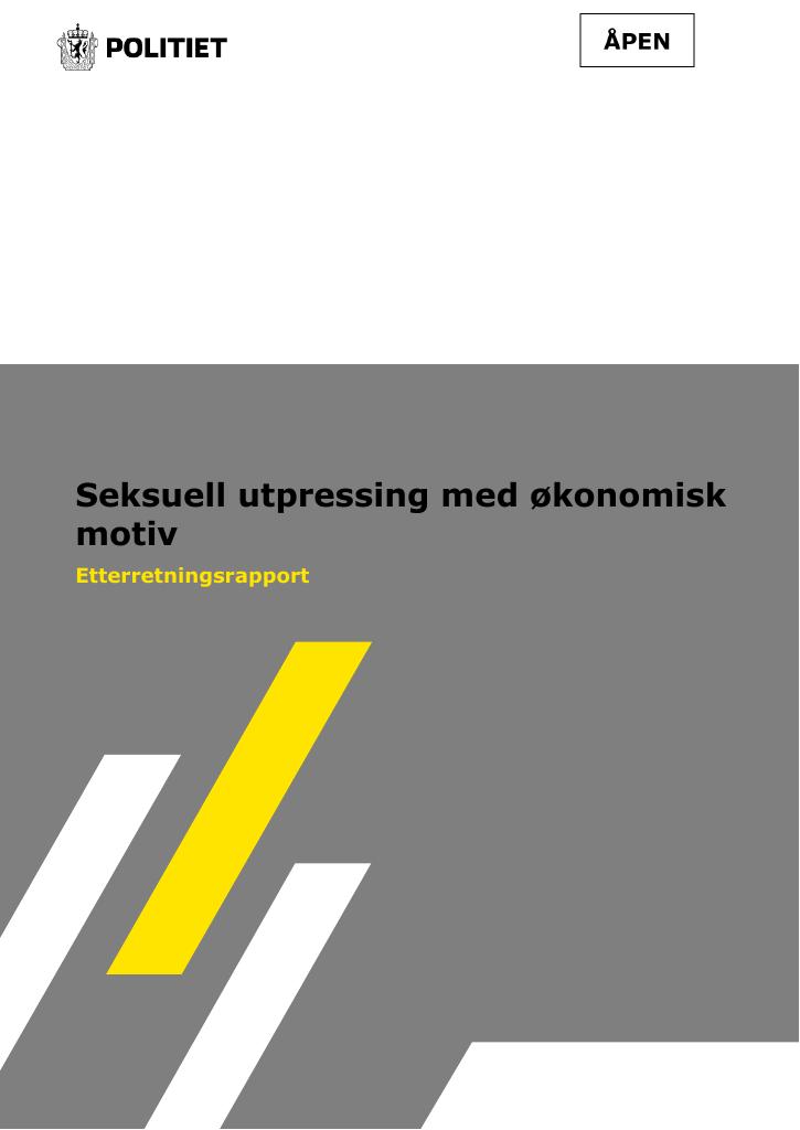 Forsiden av dokumentet Seksuell utpressing med økonomisk motiv