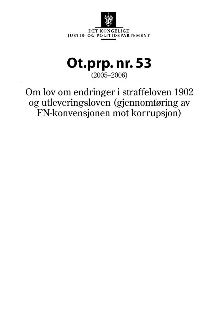 Forsiden av dokumentet Ot.prp. nr. 53 (2005-2006)