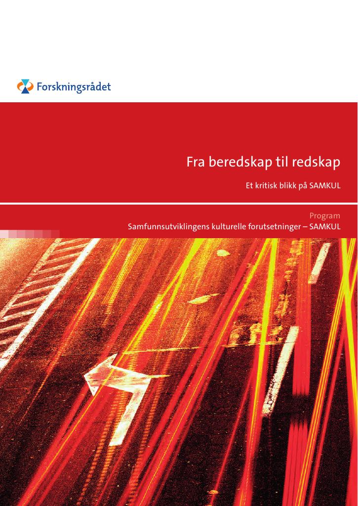 Forsiden av dokumentet Fra beredskap til redskap