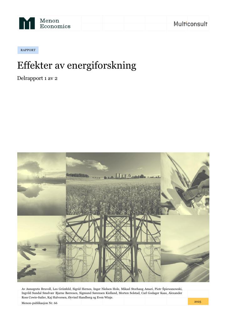 Forsiden av dokumentet Effekter av energiforskning
