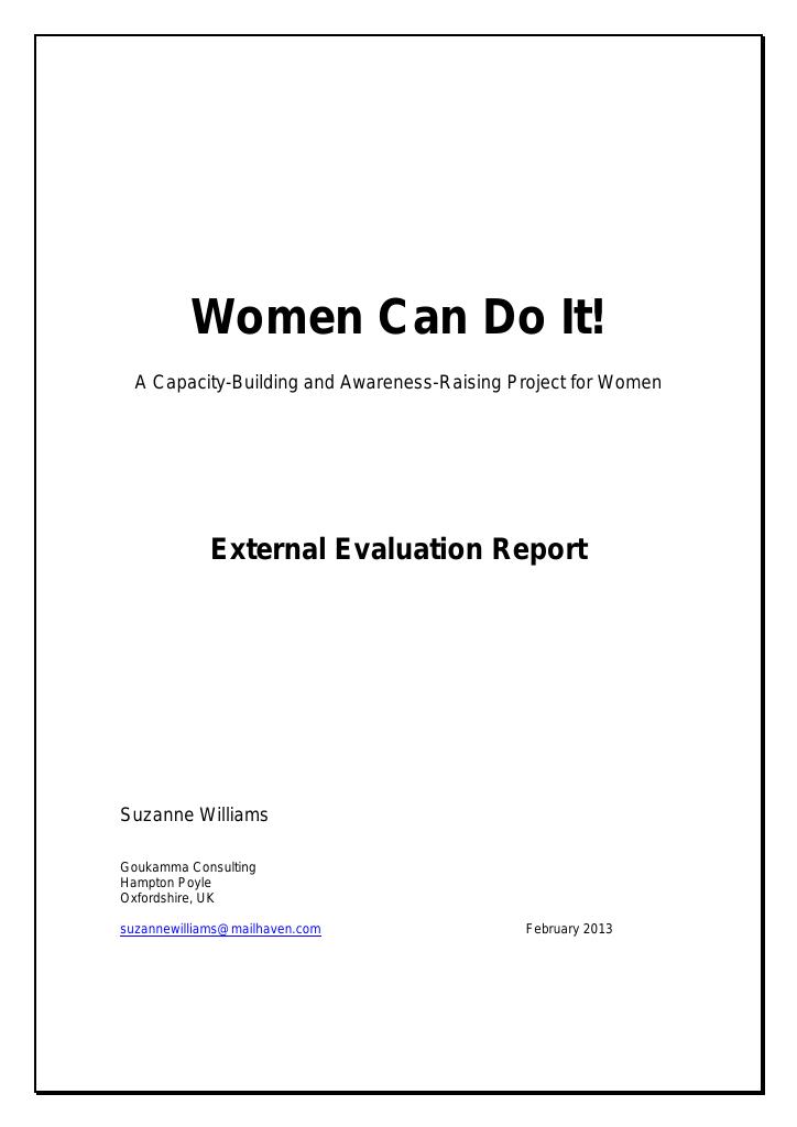 Forsiden av dokumentet “Women Can Do It” (WCDI) – A Capacity-Building and Awareness-Raising project for Women