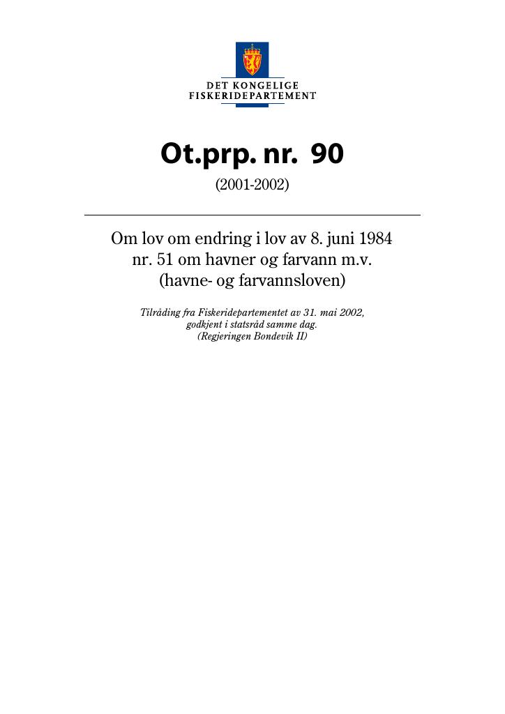 Forsiden av dokumentet Ot.prp. nr. 90 (2001-2002)