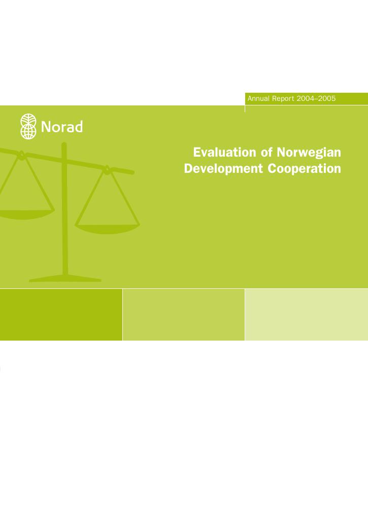 Forsiden av dokumentet Evaluation of Norwegian Development Cooperation : Annual Report 2004–2005