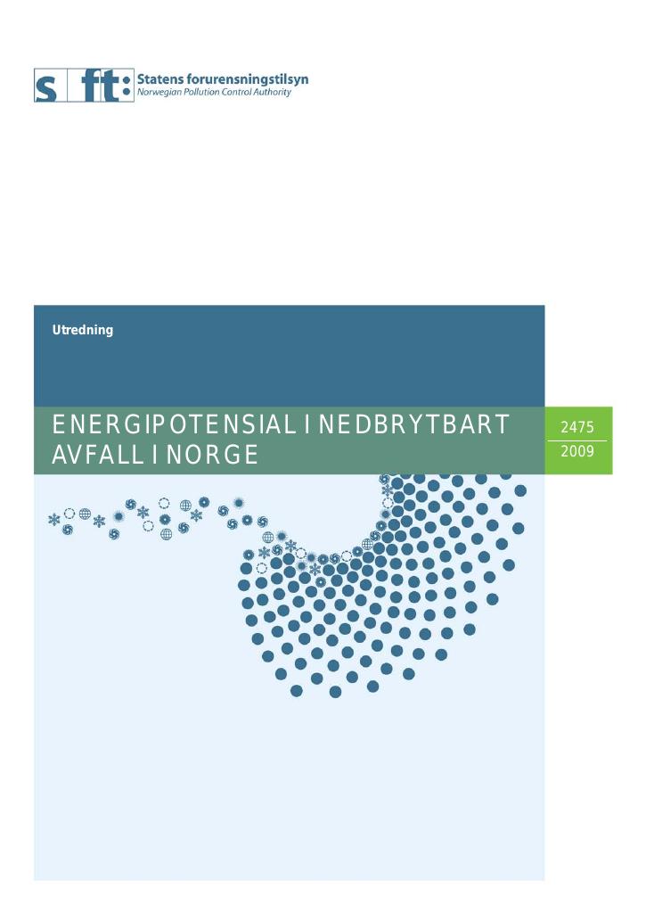 Forsiden av dokumentet Energipotensial i nedbrytbart avfall i Norge