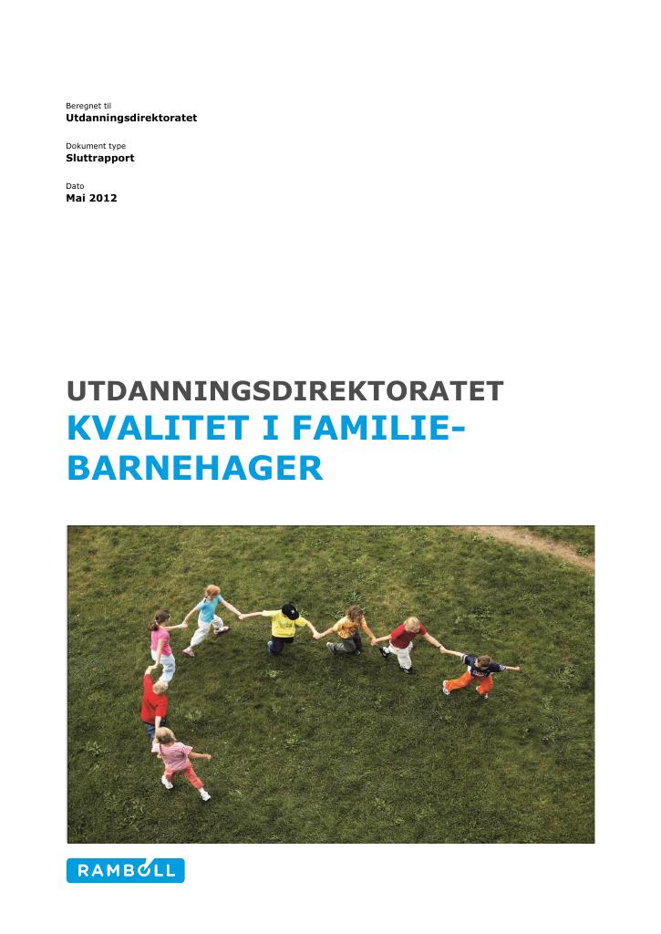 Forsiden av dokumentet Kvalitet i familiebarnehager