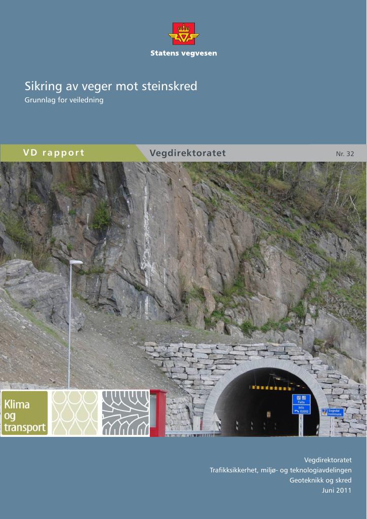 Forsiden av dokumentet Sikring av veger mot steinskred