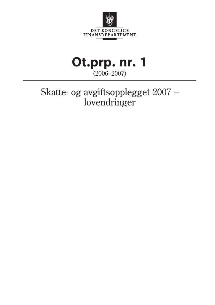 Forsiden av dokumentet Ot.prp. nr. 1 (2006-2007)