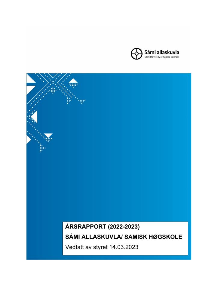 Forsiden av dokumentet Årsrapport Samisk høgskole 2022