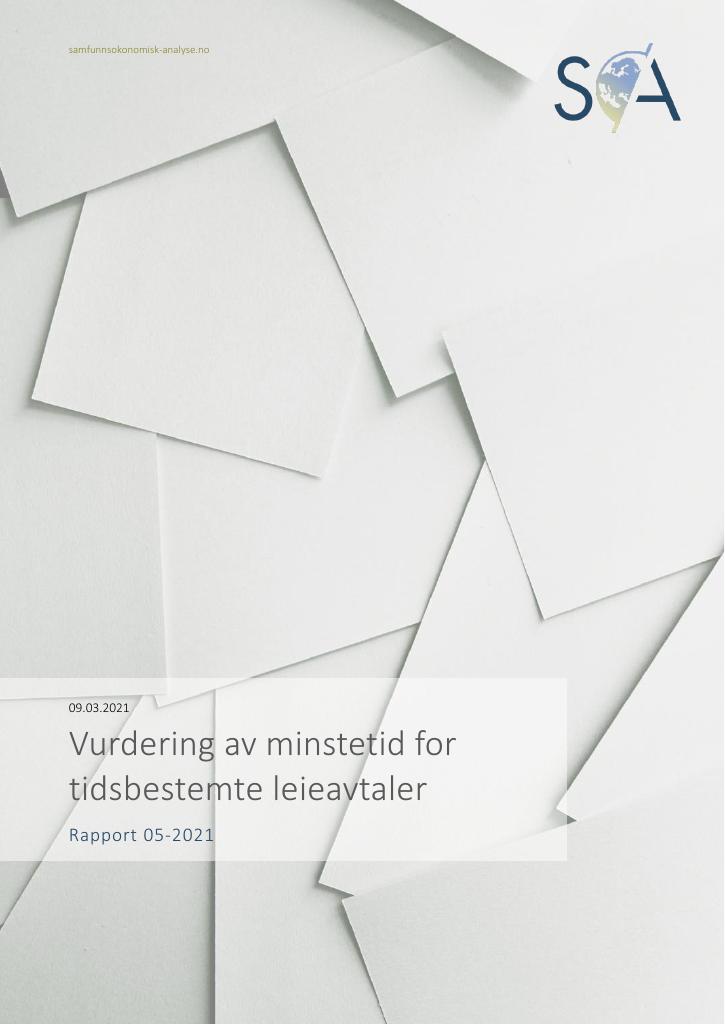 Forsiden av dokumentet Vurdering av minstetid for tidsbestemte leieavtaler