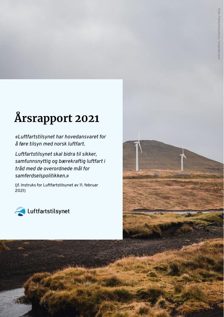 Forsiden av dokumentet Årsrapport Luftfartstilsynet 2021