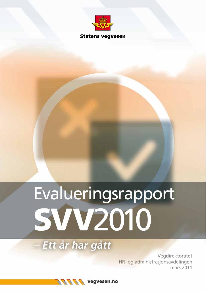 Forsiden av dokumentet Evalueringsrapport SVV2010