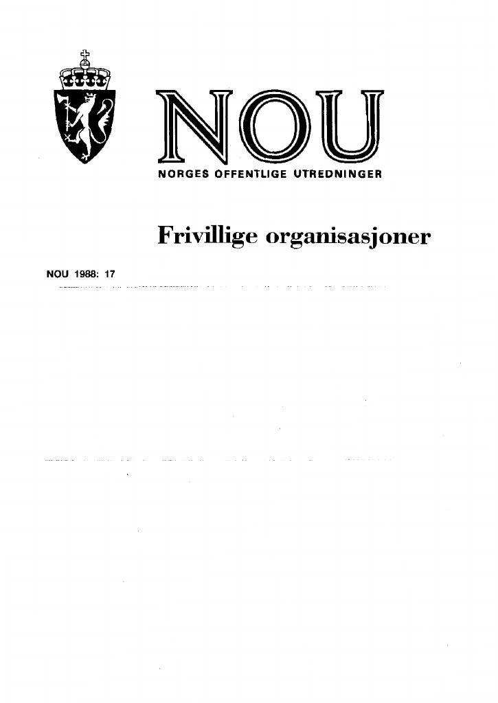 Forsiden av dokumentet NOU 1988: 17 - Frivillige organisasjoner