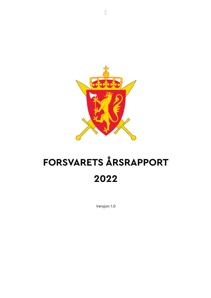 Forsiden av dokumentet Årsrapport Forsvaret 2022