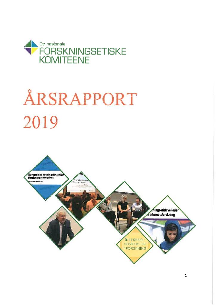 Forsiden av dokumentet Årsrapport De nasjonale forskningsetiske komiteene 2019