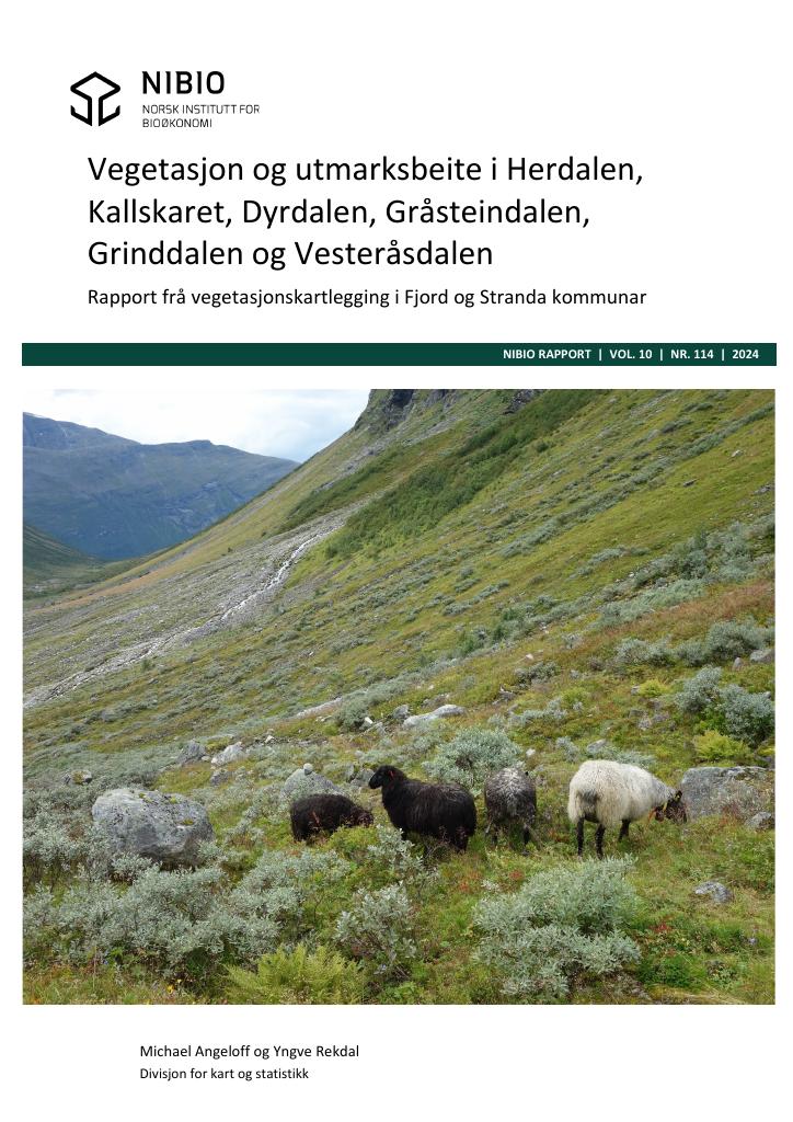 Forsiden av dokumentet Vegetasjon og utmarksbeite i Herdalen, Kallskaret, Dyrdalen, Gråsteindalen, Grinddalen og Vesteråsdalen