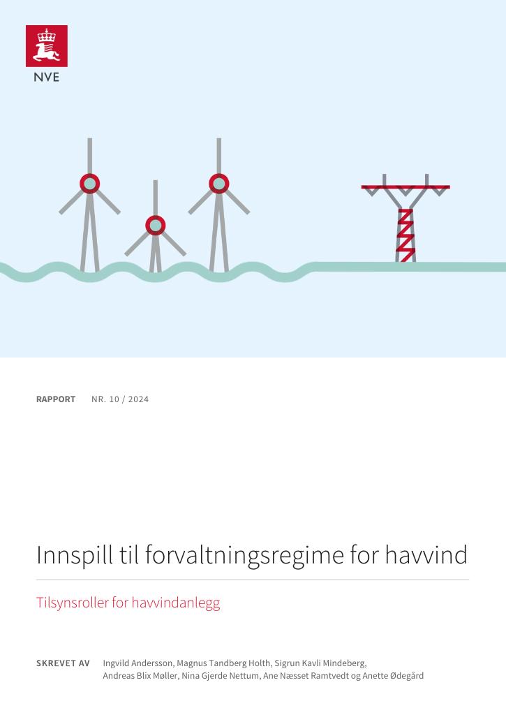Forsiden av dokumentet Innspill til forvaltningsregime for havvind