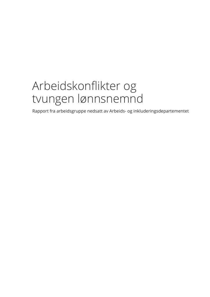 Forsiden av dokumentet Rapport om tvungen lønnsnemd