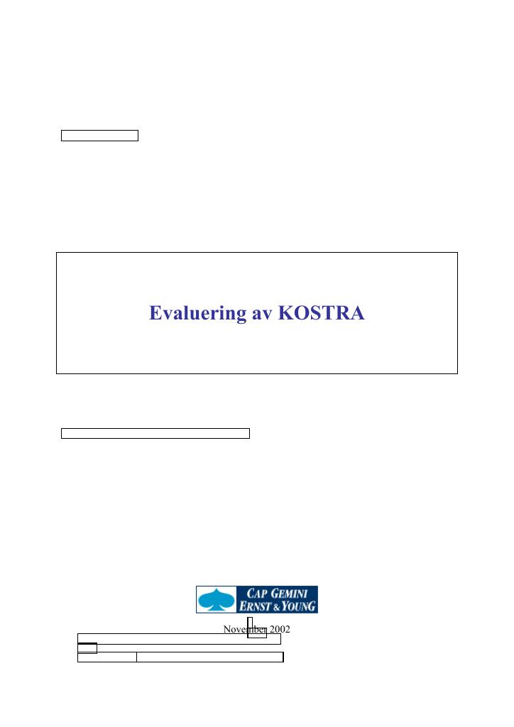 Forsiden av dokumentet Evaluering av KOSTRA