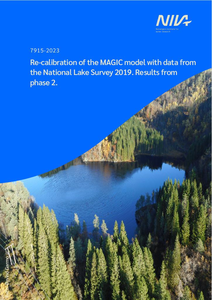 Forsiden av dokumentet Re-calibration of the MAGIC model with data from the National Lake Survey 2019. Results from phase 2 : Re-kalibrering av MAGIC-modellen med data fra Nasjonal innsjøundersøkelse 2019. Resultater fra fase 2