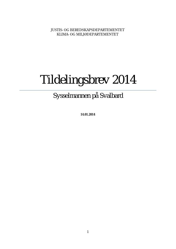 Forsiden av dokumentet Tildelingsbrev (PDF)