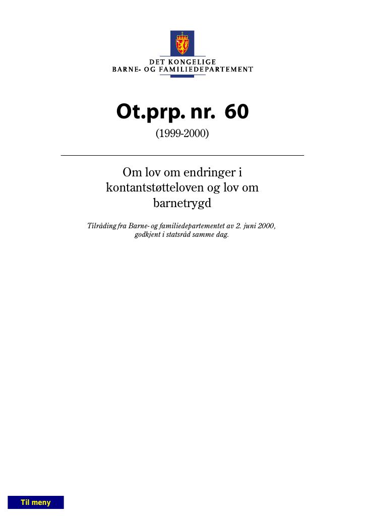 Forsiden av dokumentet Ot.prp. nr. 60 (1999-2000)