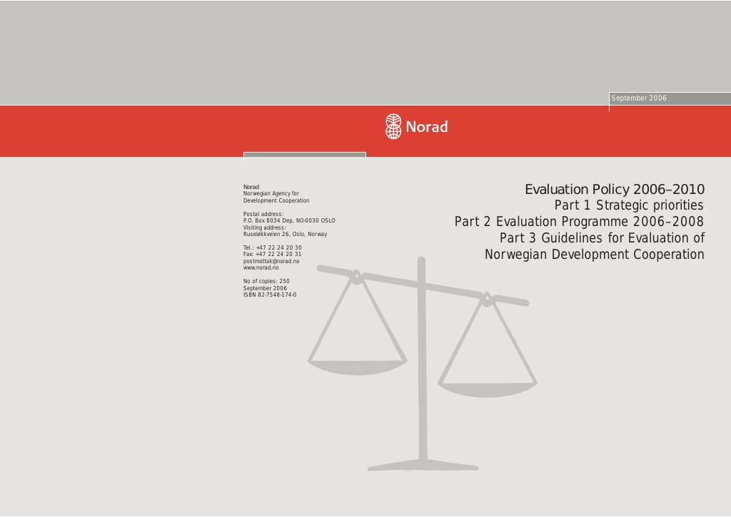 Forsiden av dokumentet Evaluation Policy 2006–2010