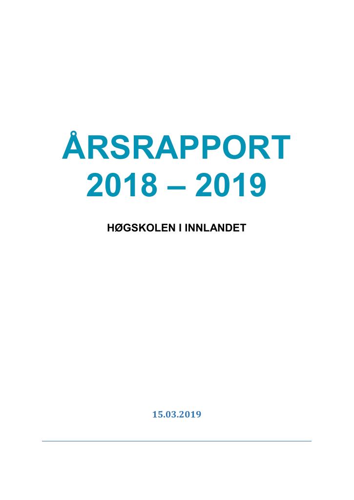 Forsiden av dokumentet Årsrapport Høgskolen i Innlandet 2018