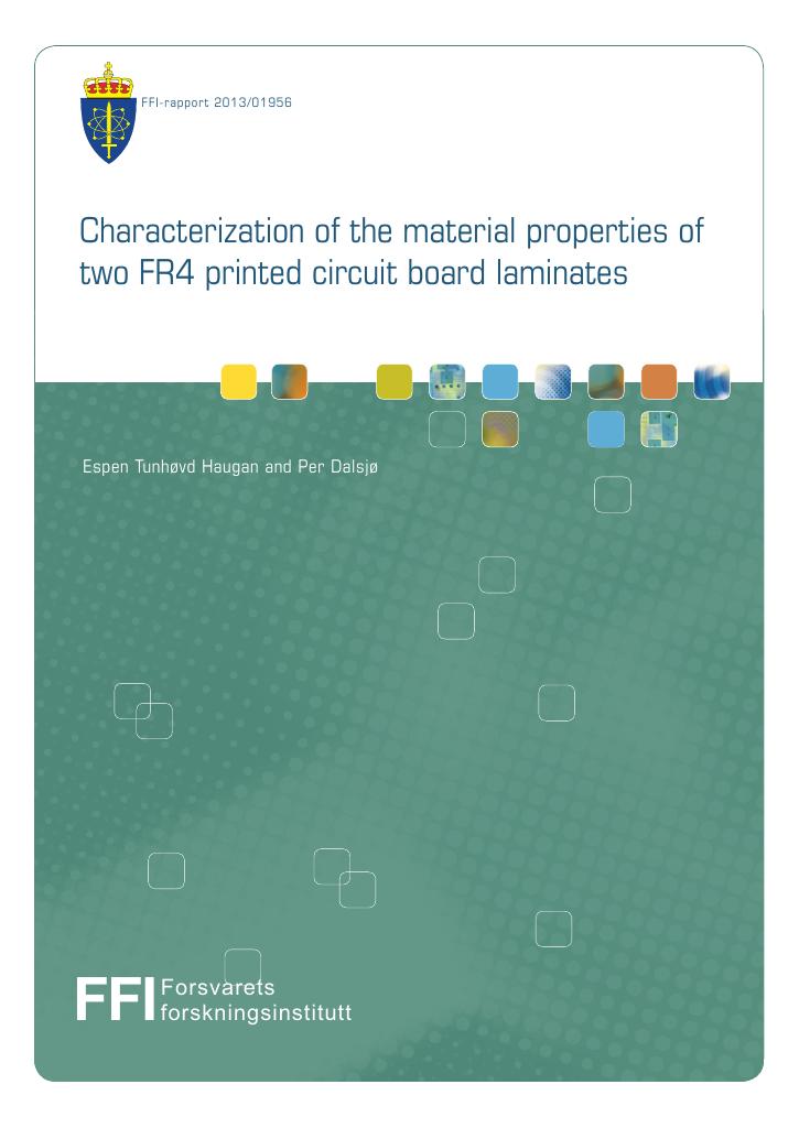 Forsiden av dokumentet Characterization of the material properties of two FR4 printed circuit board laminates