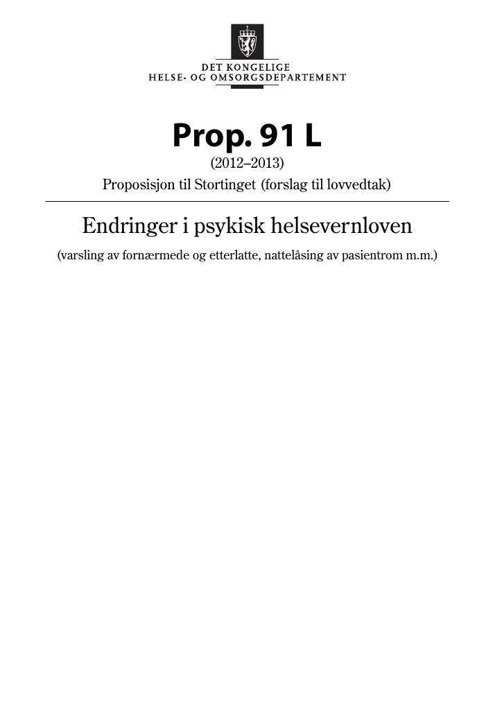 Forsiden av dokumentet Prop. 91 L (2012–2013)