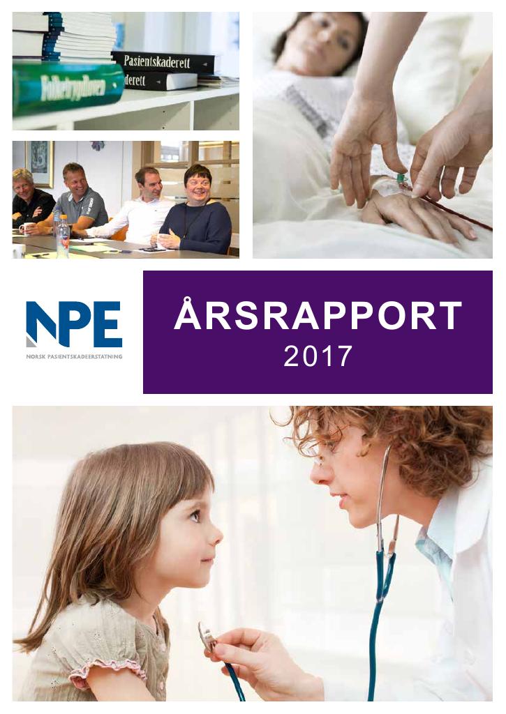 Forsiden av dokumentet Årsrapport Norsk pasientskadeerstatning 2017