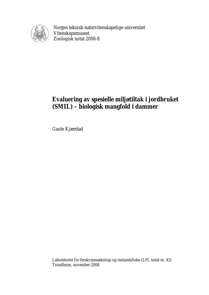Forsiden av dokumentet Evaluering av spesielle miljøtiltak i jordbruket (SMIL)