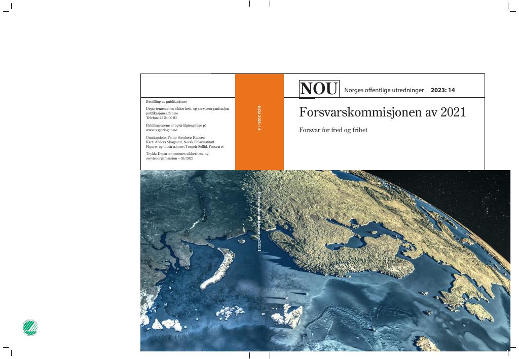 Forsiden av dokumentet NOU 2023: 14 - Forsvarskommisjonen av 2021