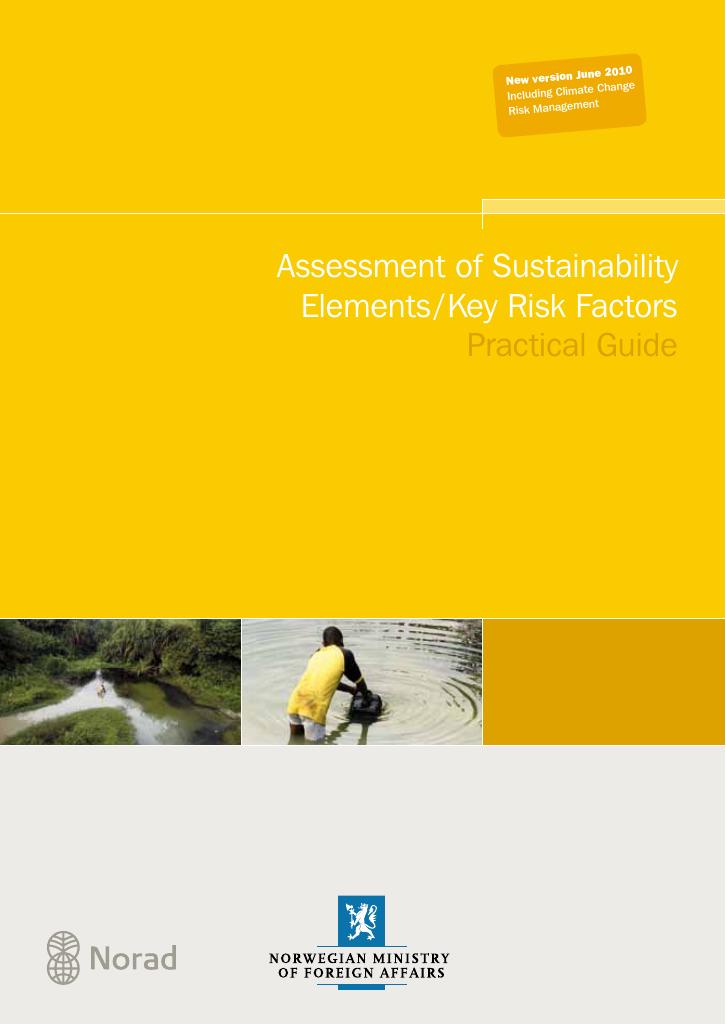 Forsiden av dokumentet Assessment of Sustainability Elements/Key Risk Factors : Practical Guide