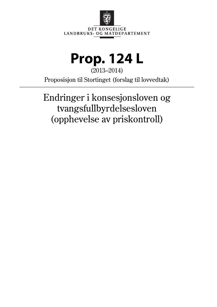 Forsiden av dokumentet Prop. 124 L (2013-2014)