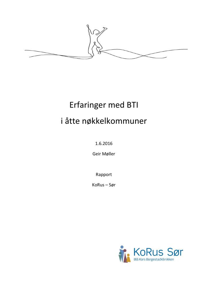 Forsiden av dokumentet Erfaringer med BTI i åtte nøkkelkommuner