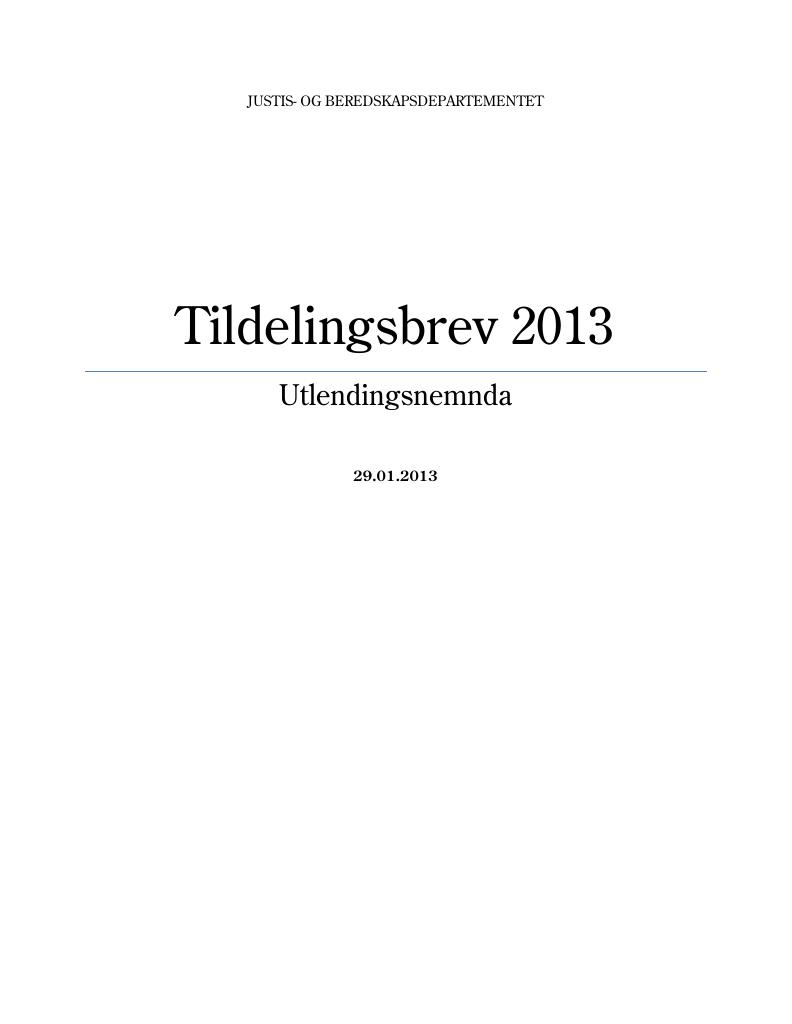 Forsiden av dokumentet Tildelingsbrev (PDF)