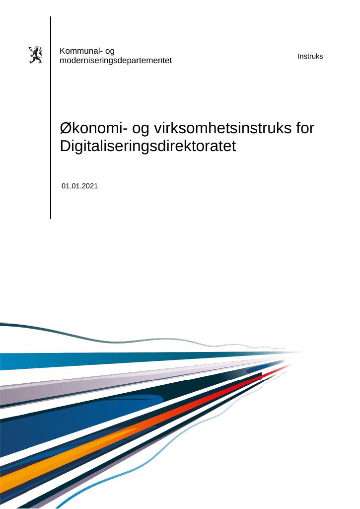 Forsiden av dokumentet Økonomi- og virksomhetsinstruks Digitaliseringsdirektoratet 2021