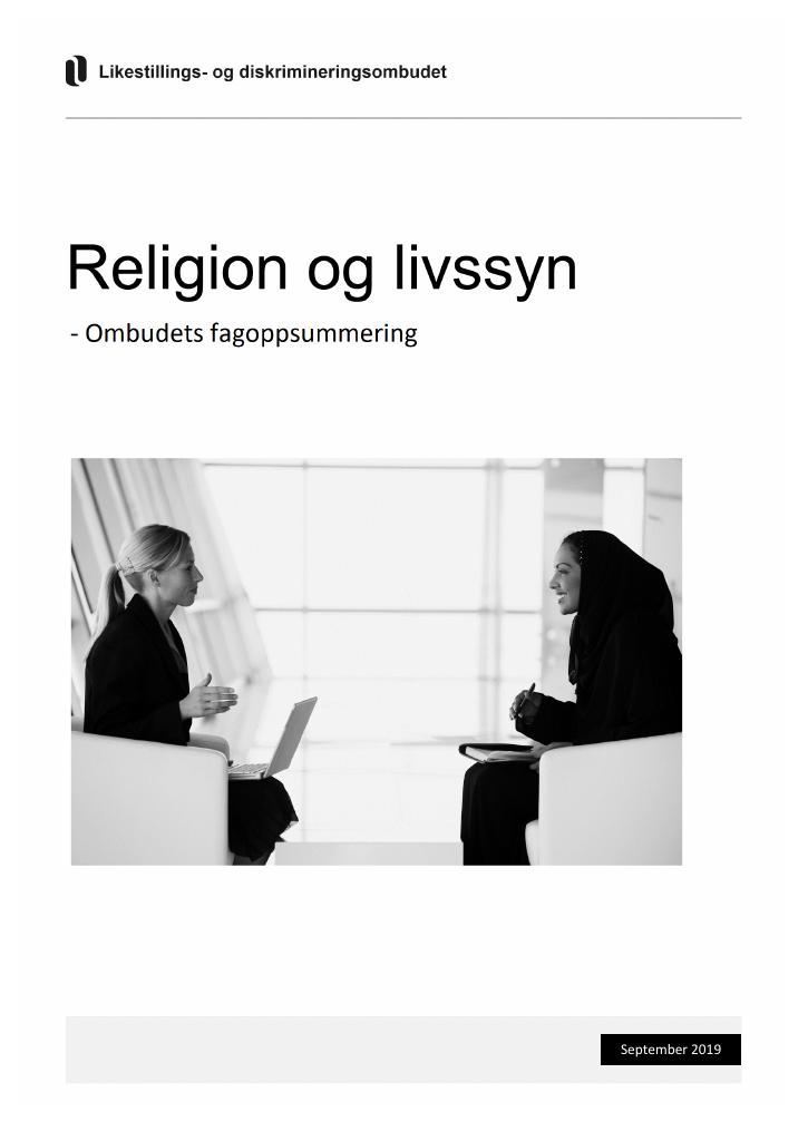Forsiden av dokumentet Religion og livssyn
