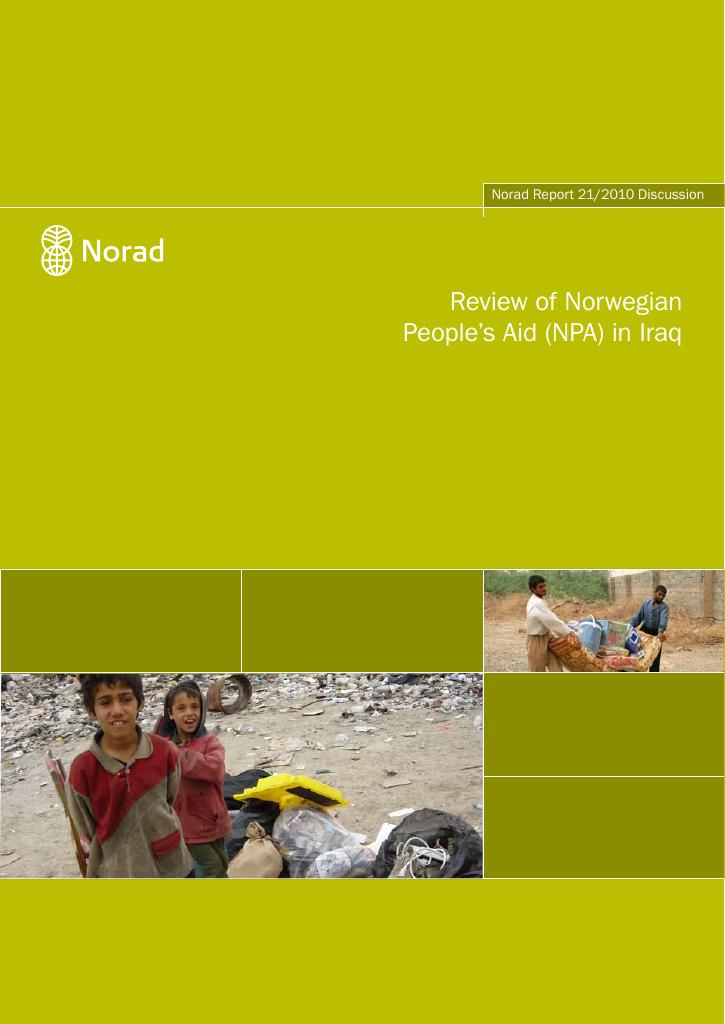 Forsiden av dokumentet Review of Norwegian People’s Aid (NPA) in Iraq
