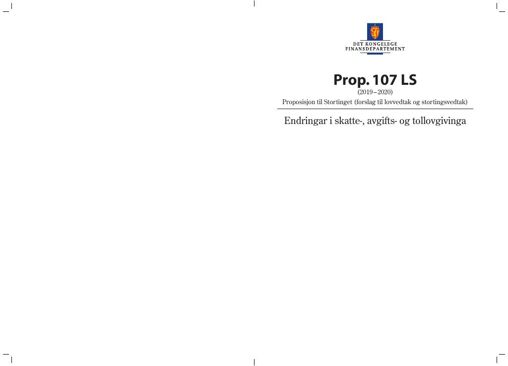 Forsiden av dokumentet Prop. 107 LS (2019–2020)