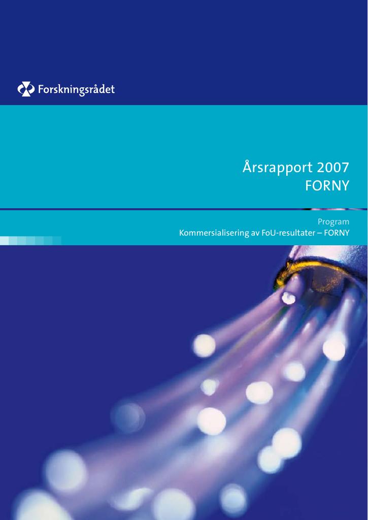 Forsiden av dokumentet Årsrapport FORNY 2007