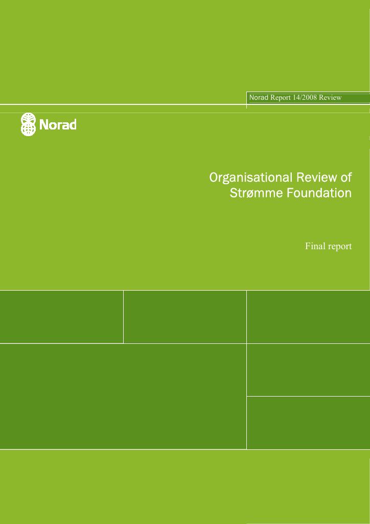 Forsiden av dokumentet Organisational Review of Strømme Foundation