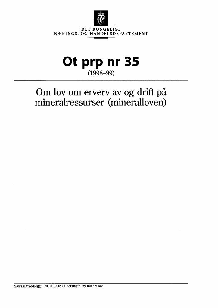 Forsiden av dokumentet Ot.prp. nr. 35 (1998-99)