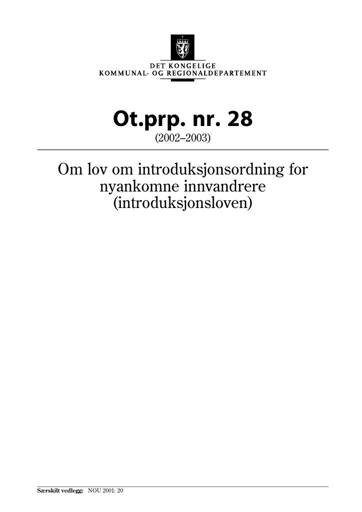 Forsiden av dokumentet Ot.prp. nr. 28 (2002-2003)