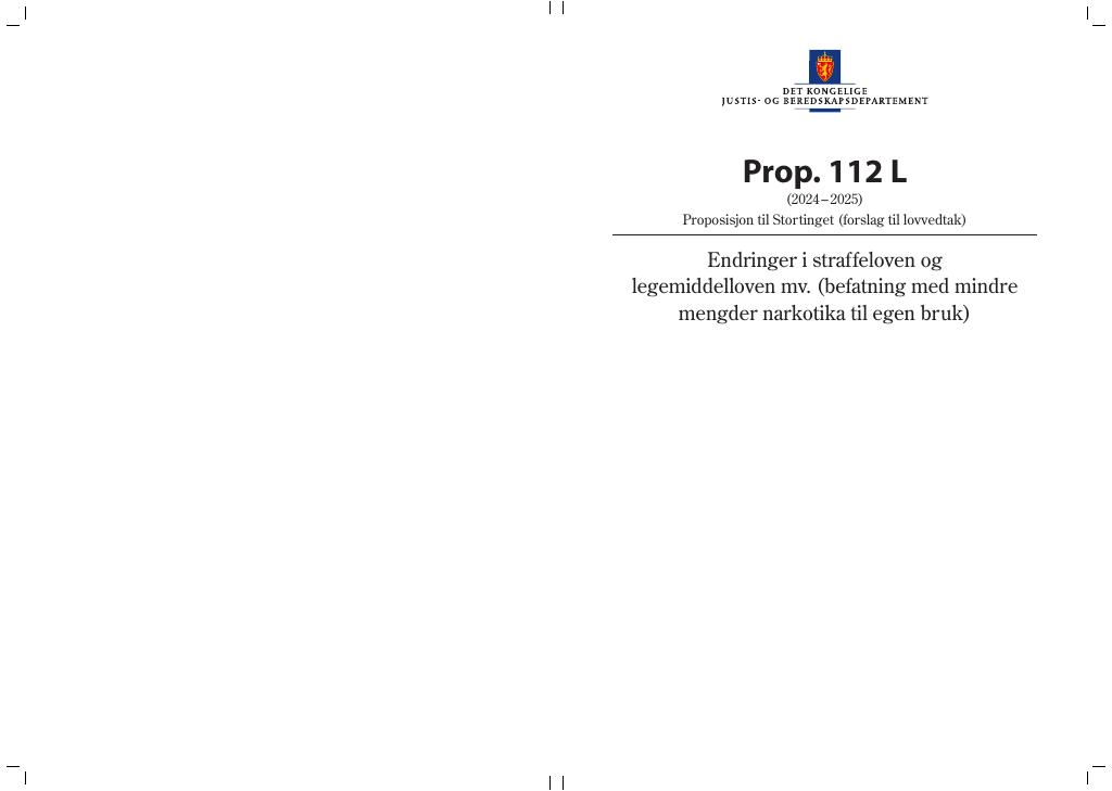Forsiden av dokumentet Prop. 112 L (2024–2025)